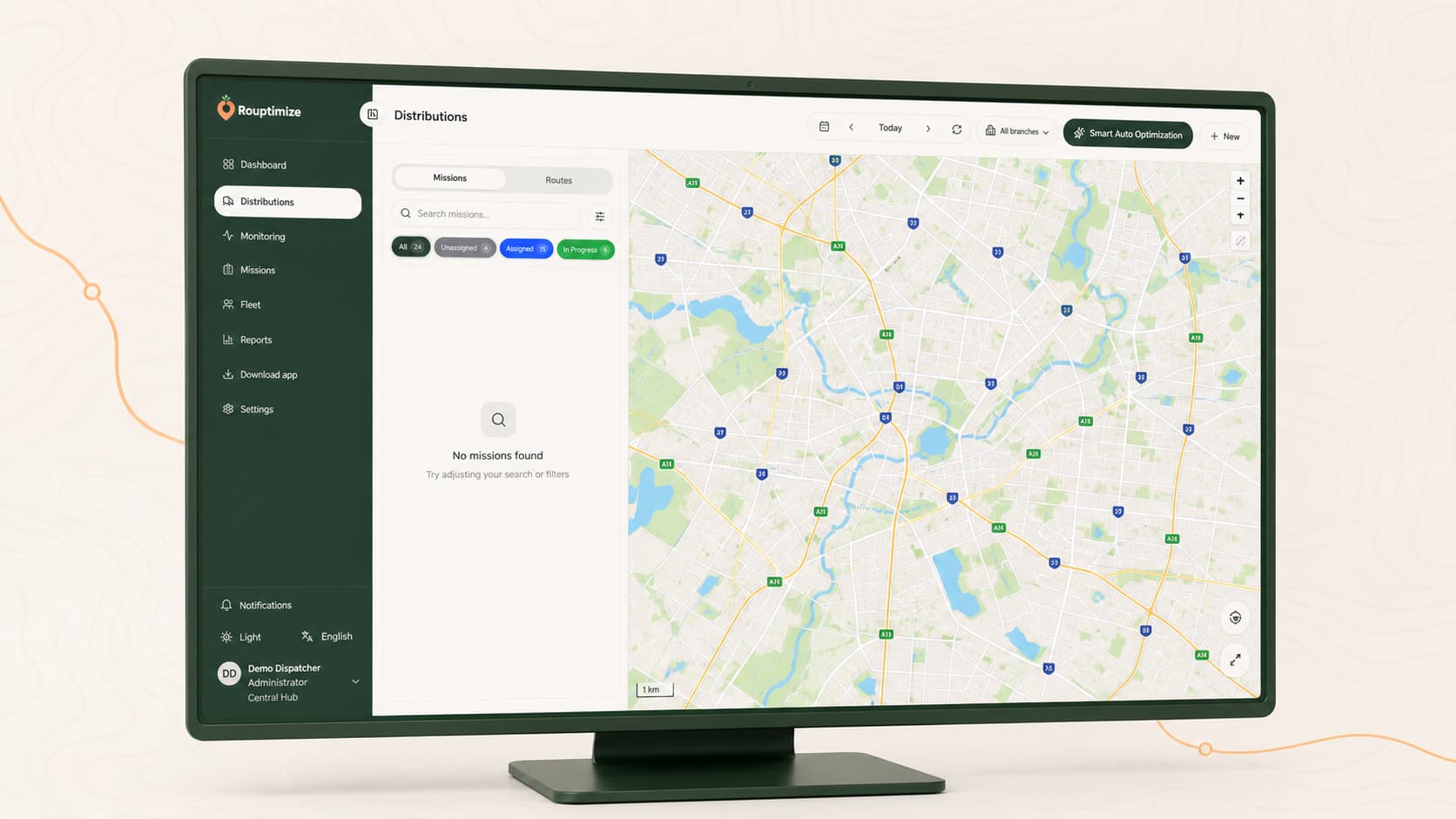 Animated Rouptimize route optimization map